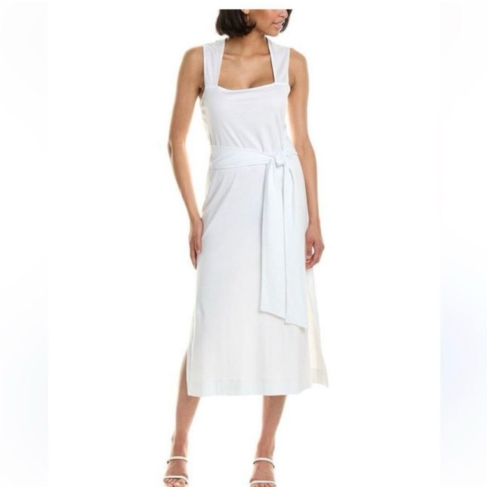 Vince White Square Neck Sleeveless Midi Sundress